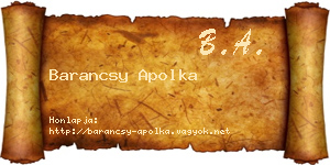 Barancsy Apolka névjegykártya